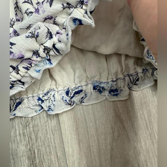 Free People Rose Valley White Floral Off Shoulder Crop Blouse Top- Size Medium - Picture 6 of 9